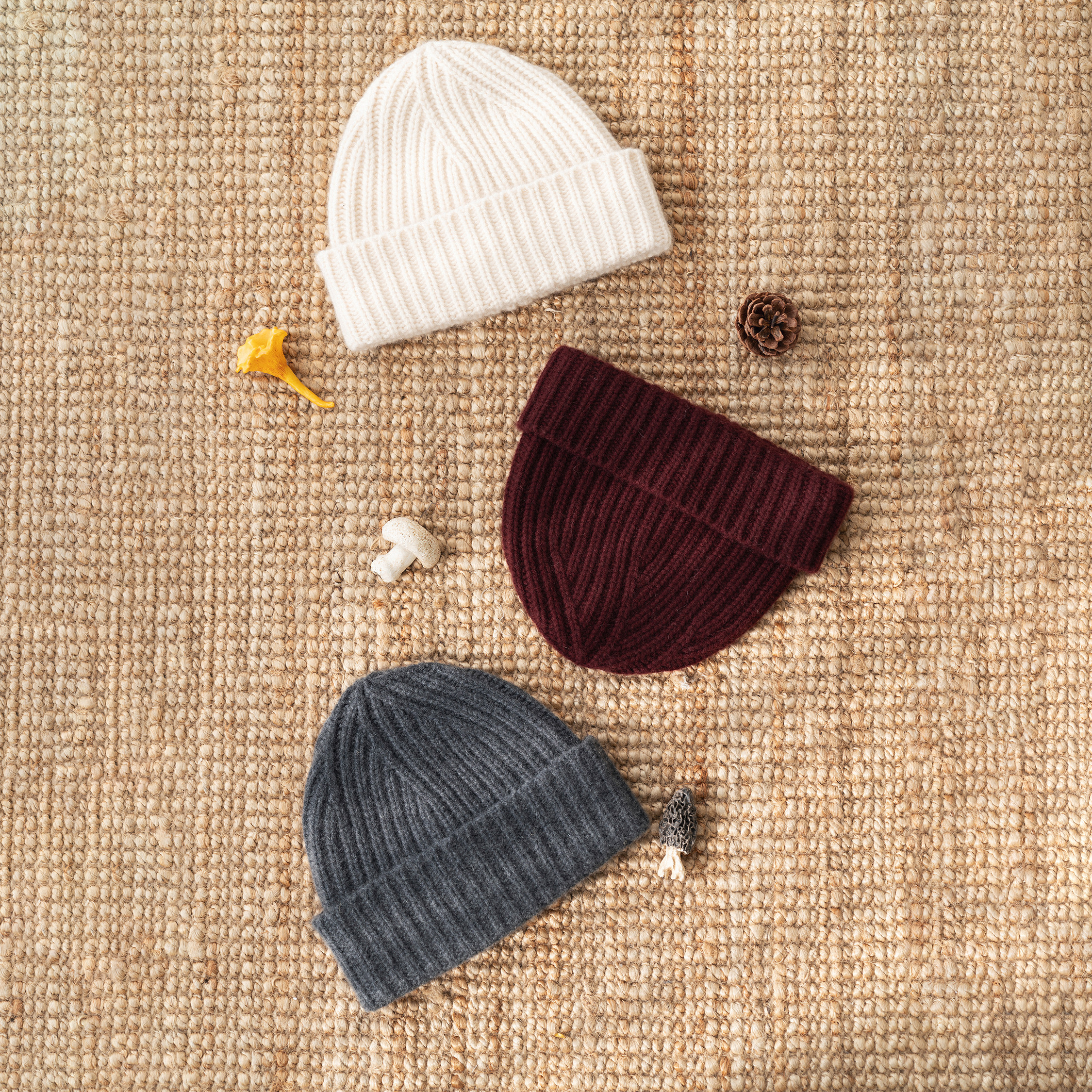 三色超保暖纯羊绒针织帽