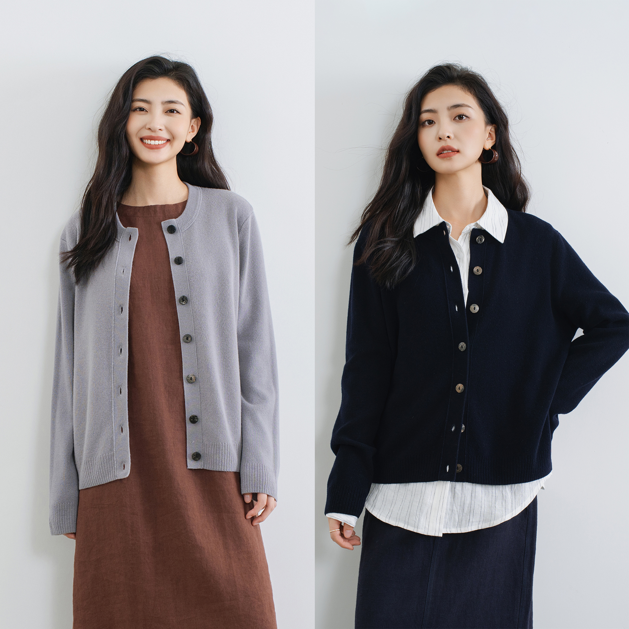 简约大气基础款羊毛针织开衫