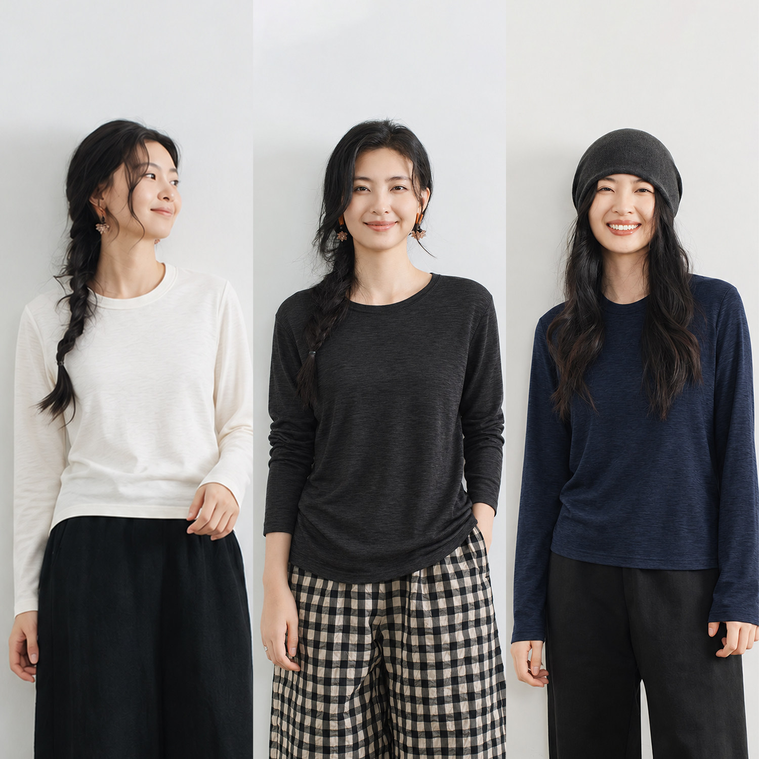 梭家 2026秋季新款桑蚕丝混纺圆领长袖针织衫女士休闲百搭68921
