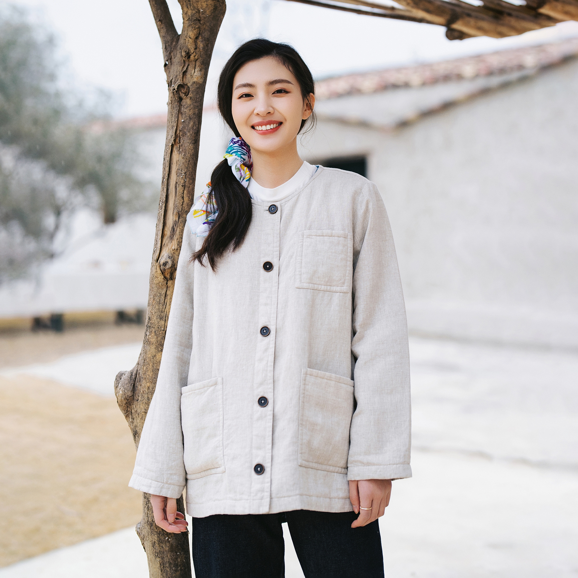 梭家｜季风明信片｜文艺复古圆领新雪丽保暖春季百搭棉服休闲外套