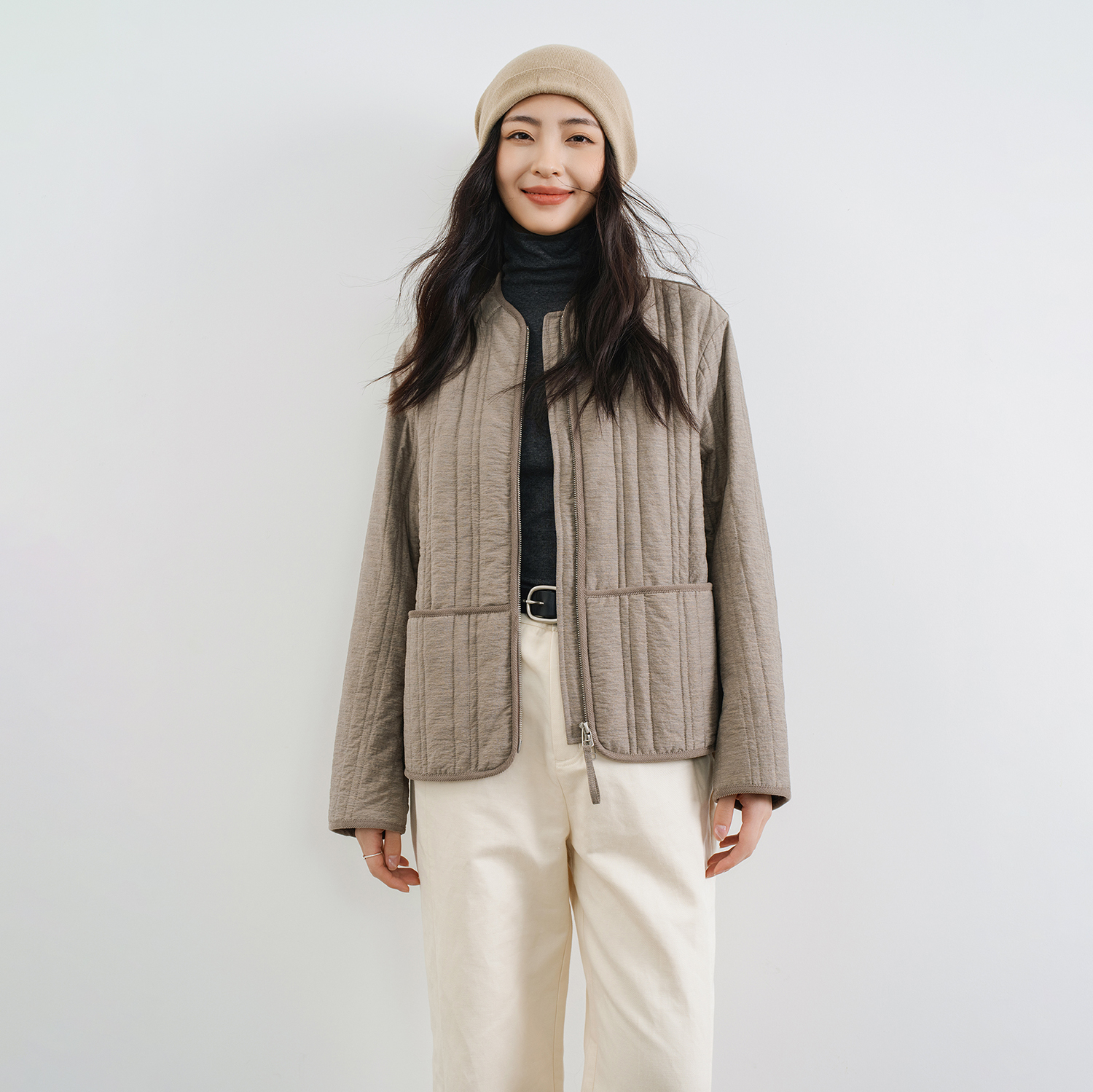 燕麦棕棉锦混纺新雪丽棉服