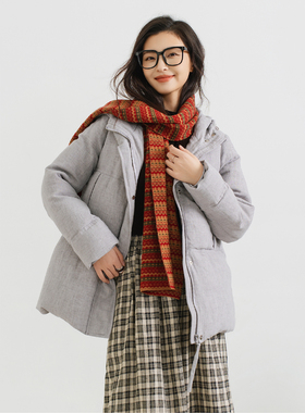 梭家｜遇见微光｜匈牙利95白鹅绒 慕山紫亚麻短款大朵绒羽绒服