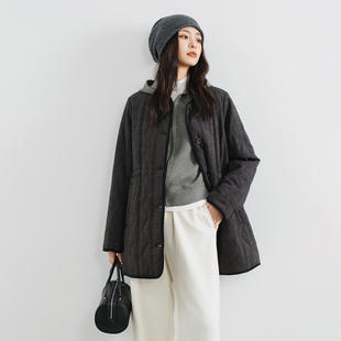 梭家|偏偏爱星河｜新雪丽高效保暖 色织黑灰绗缝加厚中长款棉服