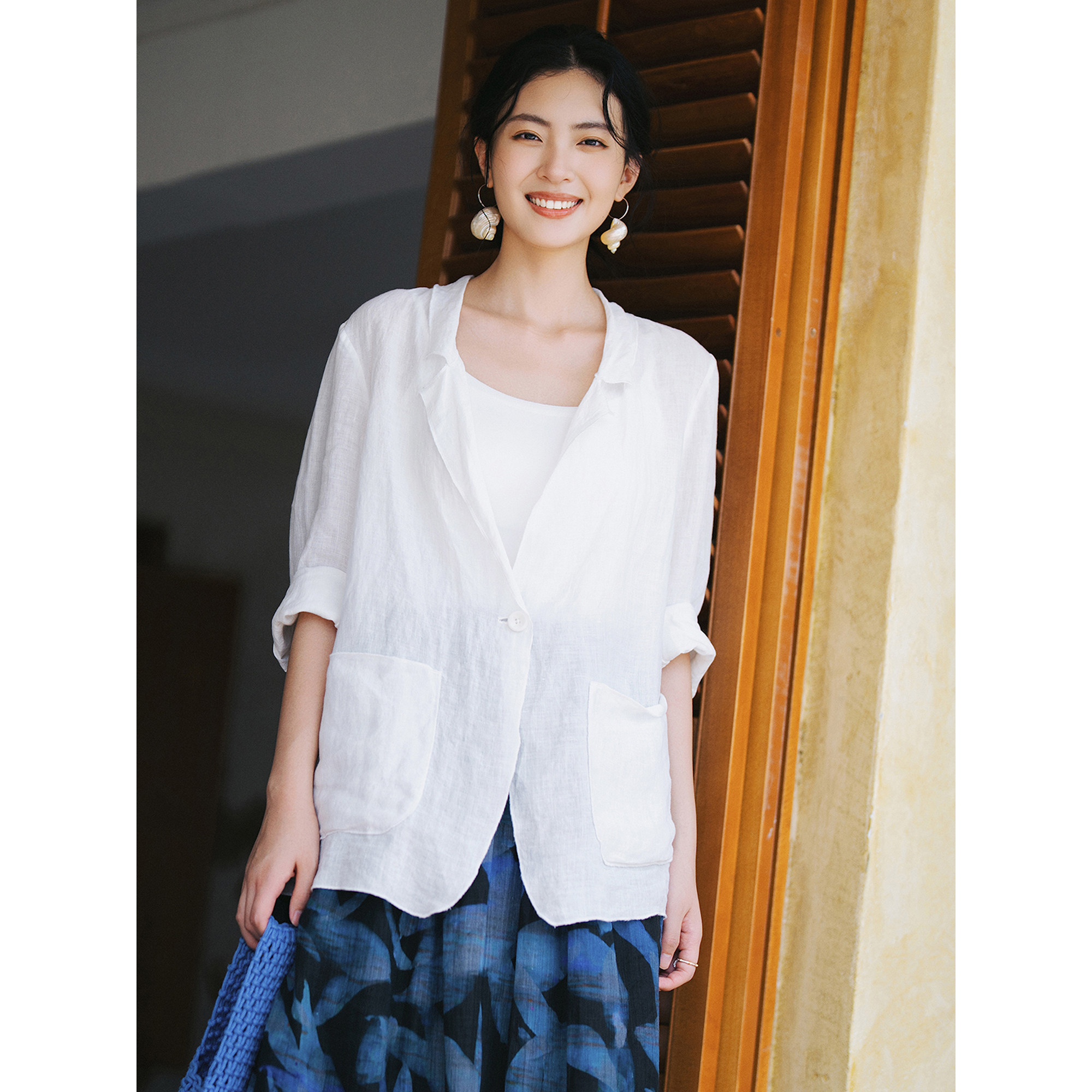 梭家｜天真又无畏｜轻盈透气高支汉麻白色西装夏季女长袖防晒外套,女装/女士精品,短外套,淘宝优惠券,粉丝福利购,淘宝优惠卷