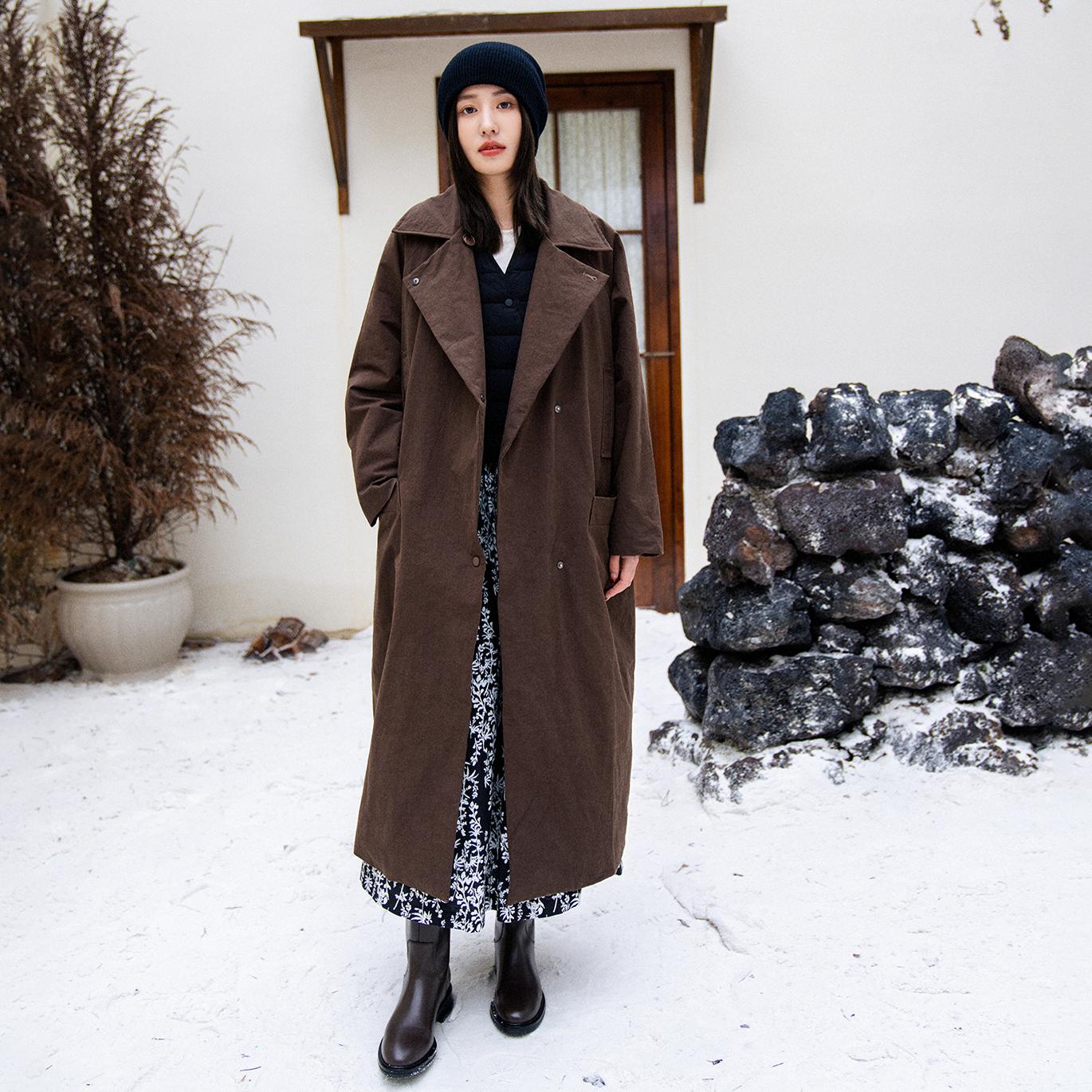 新雪丽棉长款文艺风宽松风衣