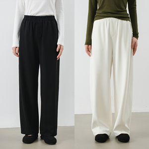 梭家｜两闲｜ 两闲休闲裤 松紧腰黑白两色秋季女士百搭弯刀裤宽松