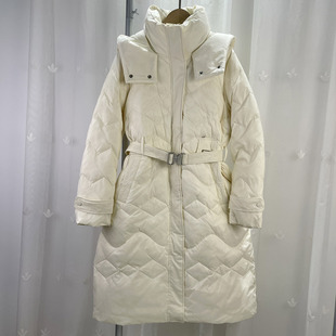 女装 摩系列品牌折扣女士长款连帽羽绒服成人冬季鸭绒保暖外套