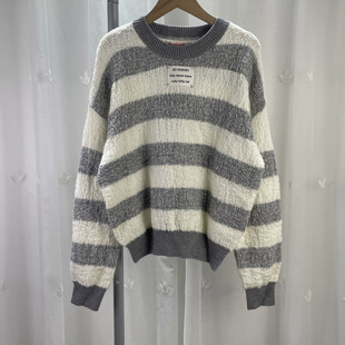 M 160码 品牌折扣童装女装  女士圆领套头拼色毛衣 线衫 清仓