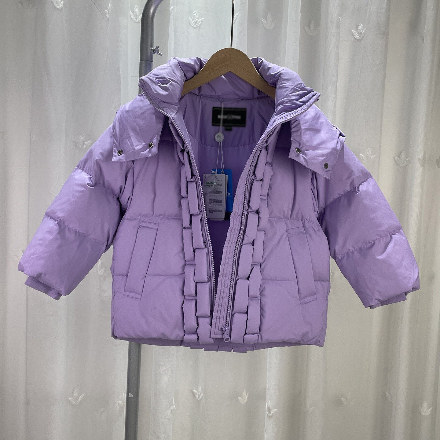 朋 品牌折扣童装中大童女童中长款连帽羽绒服儿童冬季鸭绒外套