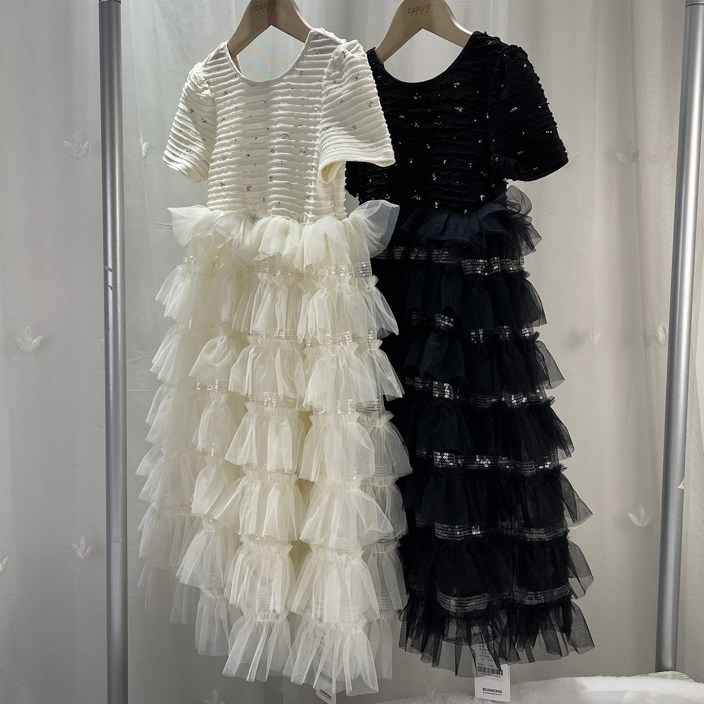 宝W品牌折扣童装中大童女童连衣裙儿童夏季网纱公主裙礼服裙长裙