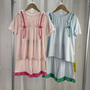 短裤 儿童短袖 睡衣两件套 中大童女童家居服套装 苏L品牌折扣童装