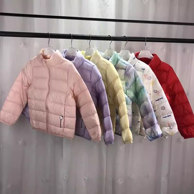 110码 KT品牌折扣童装女中童轻薄羽绒服儿童冬季鸭绒保暖外套清仓