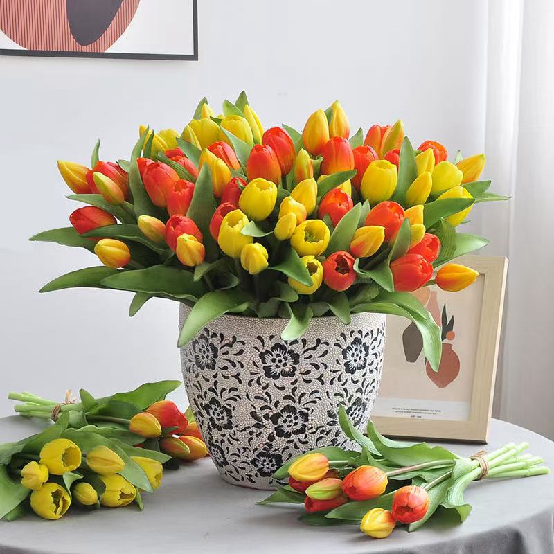 pu郁金香花手感保湿假花家居摆件