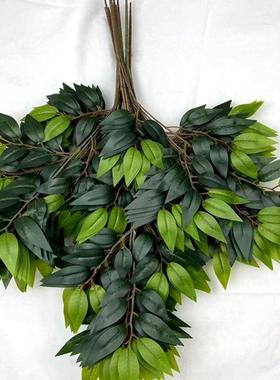 仿真榕树叶假塑料红枫叶景观造景装饰金色白色银杏叶挂壁树枝花艺