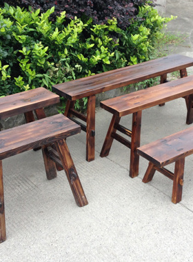 防腐碳化火烧木家具 绿色时尚生态环保简约实木复古宽板凳儿童凳