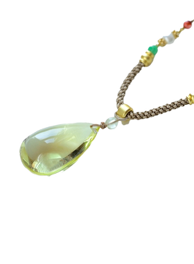 天然黄水晶吊坠水滴款女朋友礼物