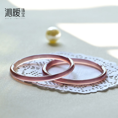 天然玛瑙冰种小细圆条水晶紫玉髓