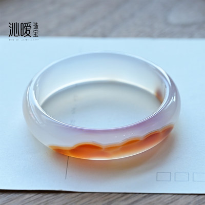 天然玛瑙手镯无优化俏色宽版正圈