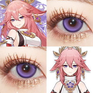 八重神子COS美瞳原神新月池紫桑果气泡紫色奈良薰显色日抛漫展hn