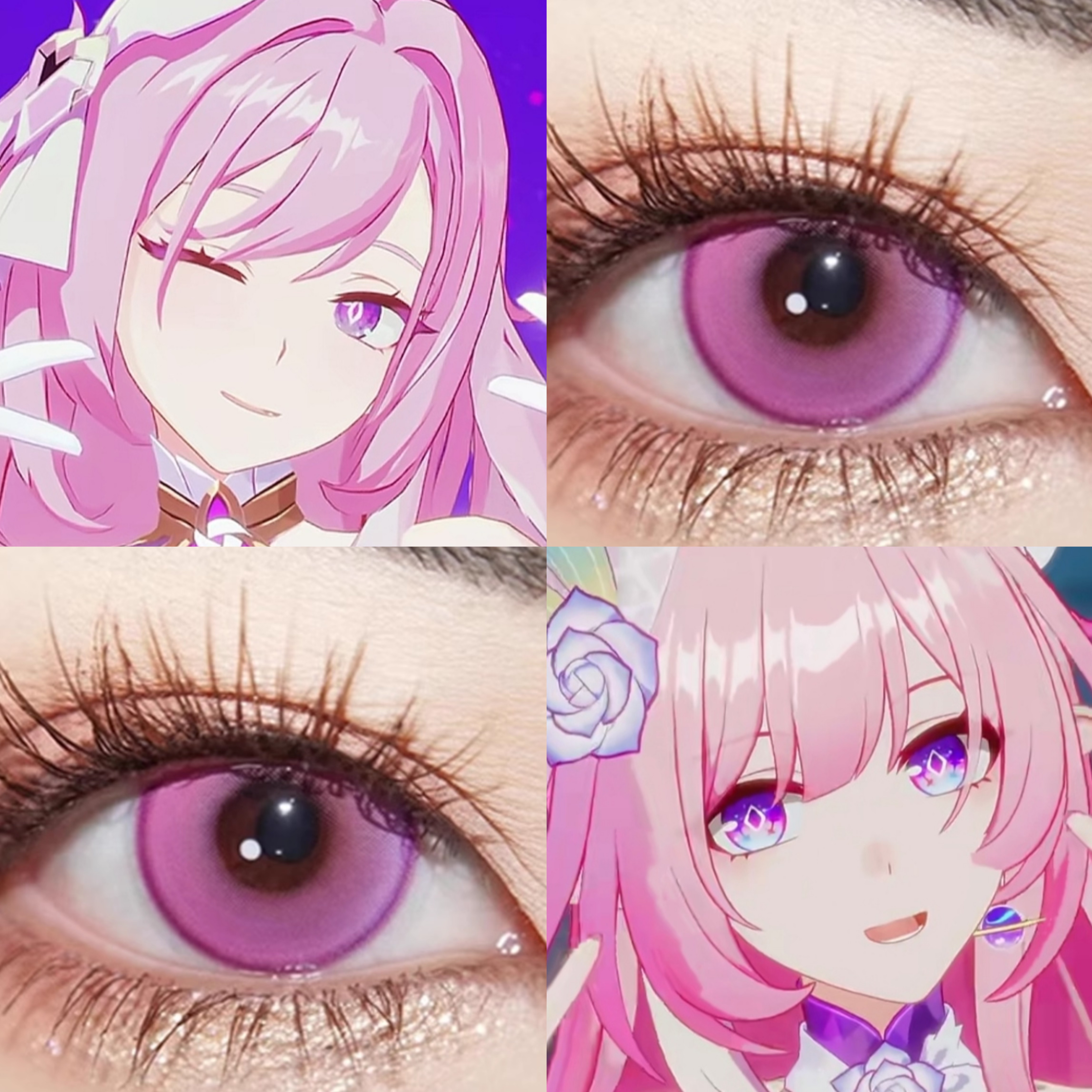 昔涟cos美瞳日抛粉紫色崩坏星穹铁道极光紫酸梅气泡奶油圣代粉JA