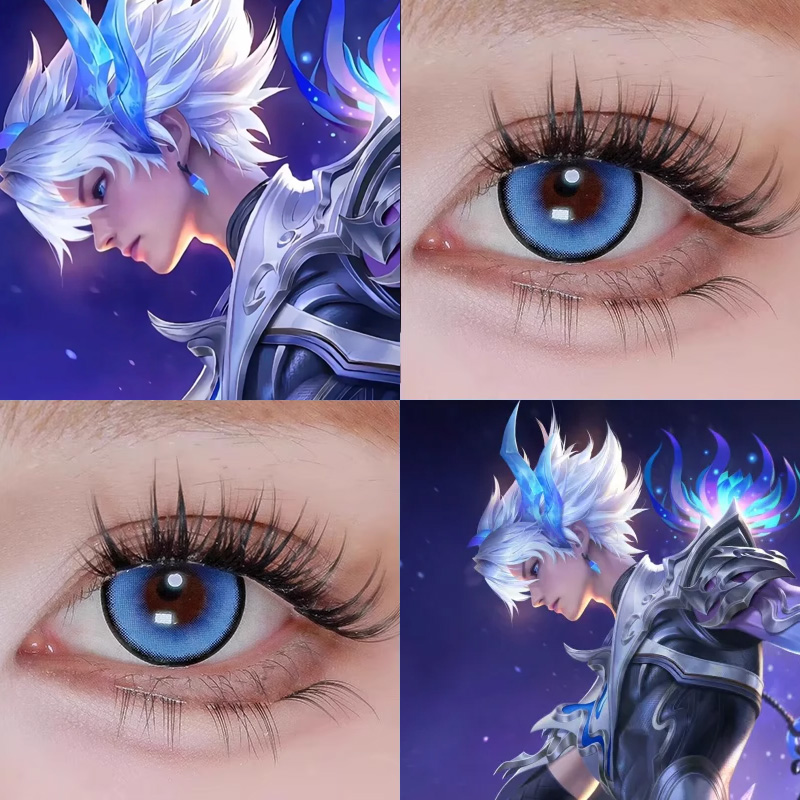 澜逐花归海cos美瞳王者荣耀海滨旅行飞行蓝丝绒蓝江天月显色蓝Ja