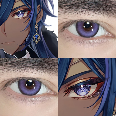 凯亚cos美瞳原神紫色混血半年抛大直径男深瞳显色年抛隐形眼贺JA