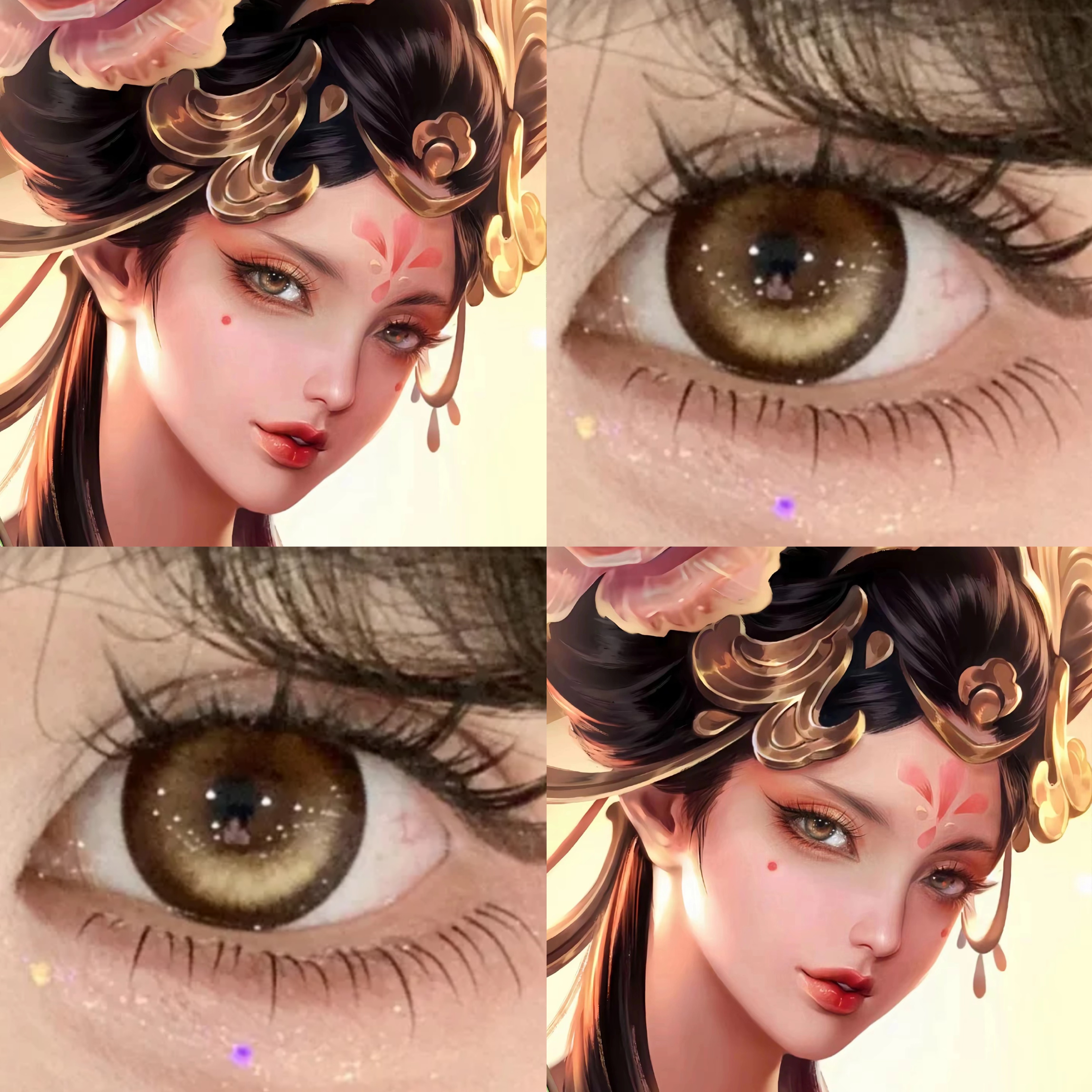 杨玉环霓裳曲cos美瞳半年抛棕色哭哭奶酪小肉桂小貔貅王者荣耀JA