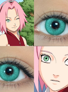 春野樱cos美瞳火影忍者绿色大直径显色半年抛隐形眼镜正品佳JA