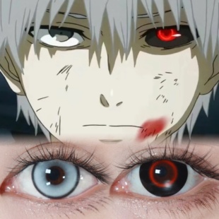 金木研cos美瞳半年抛异瞳红黑色隐形眼镜赤墨之环月初冷灰漫展JA