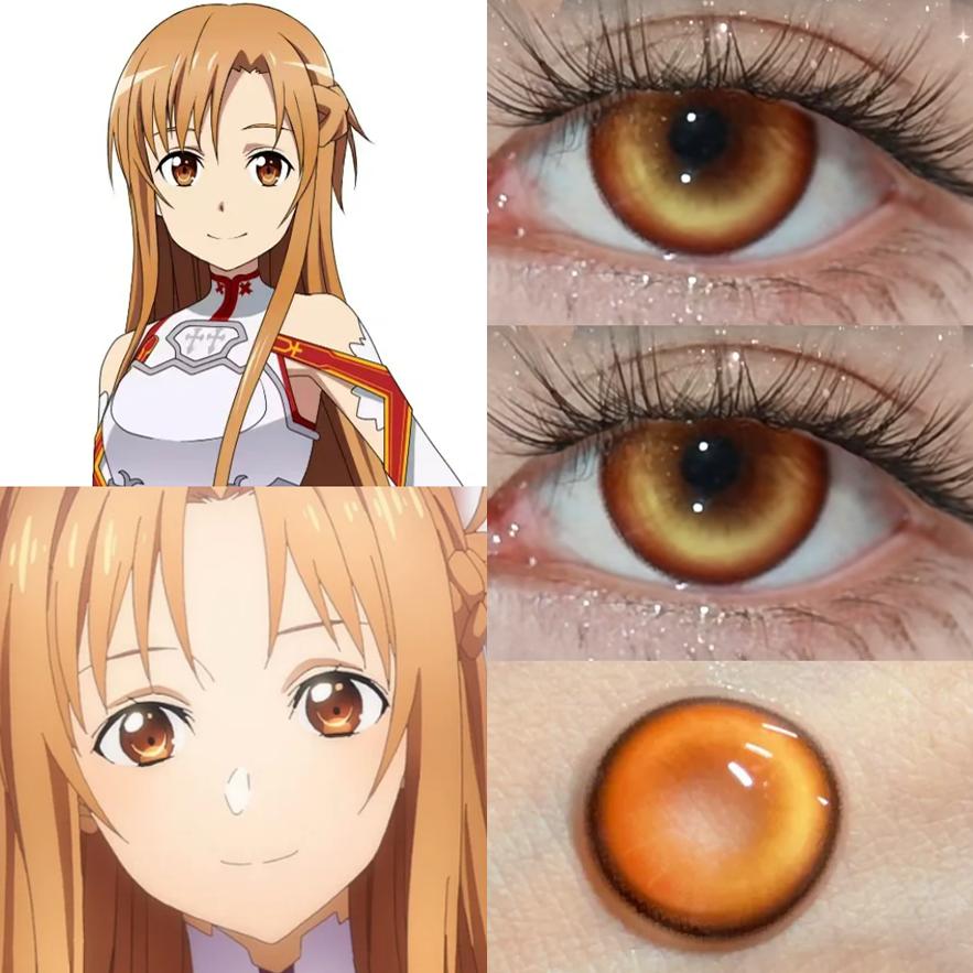 亚丝娜cos美瞳半年抛橙色刀剑神域琉璃棕花魁咲枫原橙火焰圣杯JA