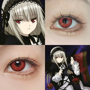 水银灯cos美瞳红色蔷薇少女第一人偶黑蔷薇冥冥隐形眼镜若HN