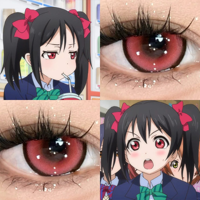 矢泽妮可COS美瞳lovelive亚里亚草莓粉赤色月晕烈焰红显色日抛hn