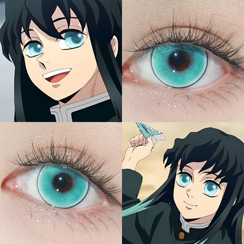 时透无一郎cos美瞳鬼灭蓝青色鬼灭之刃日抛显色还原cosplay霞柱HN