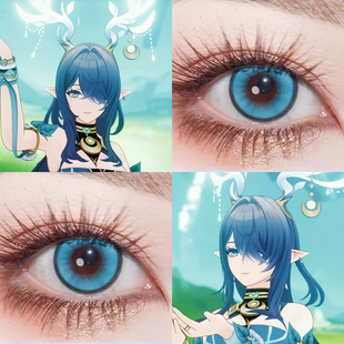 菈乌玛cos美瞳原神湖光浅蓝潮汐乐章蓝海秘境星辰泪蓝纱雾晶婷Ja
