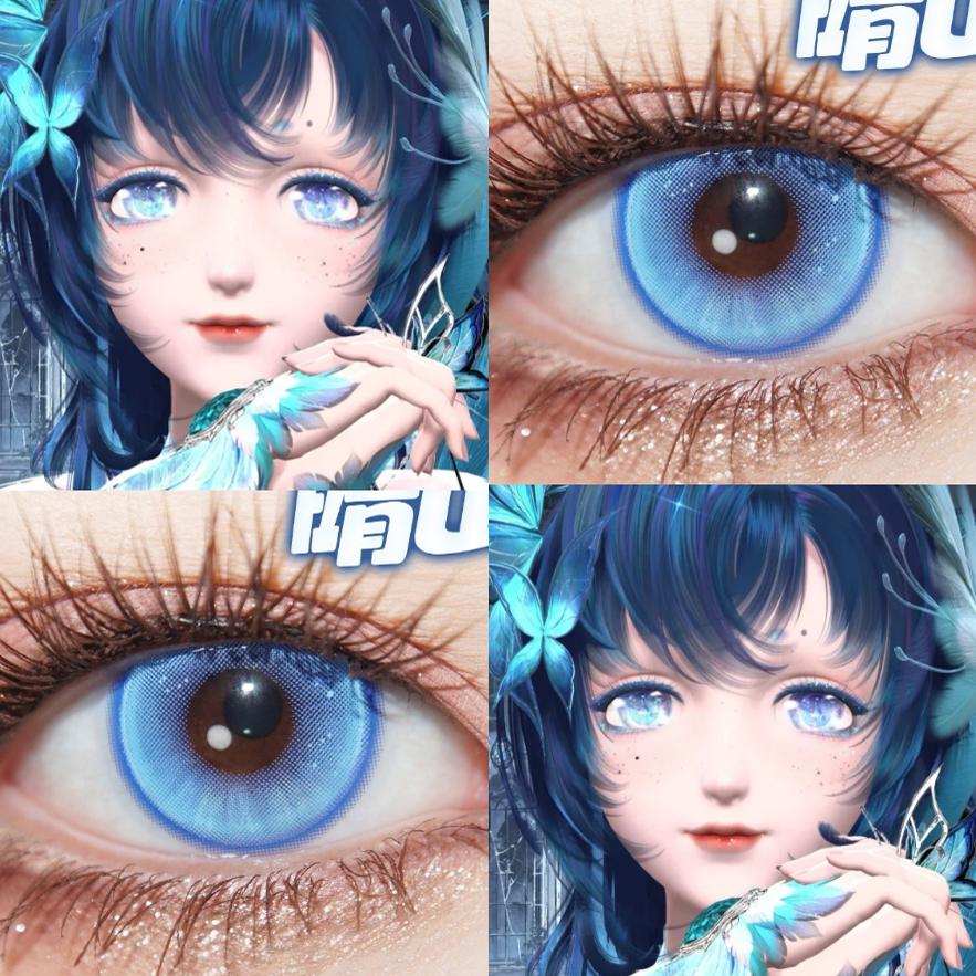 幽蓝中沉睡cos美瞳蓝色闪耀暖暖半年抛大直径显色彩色隐形眼镜hn图片