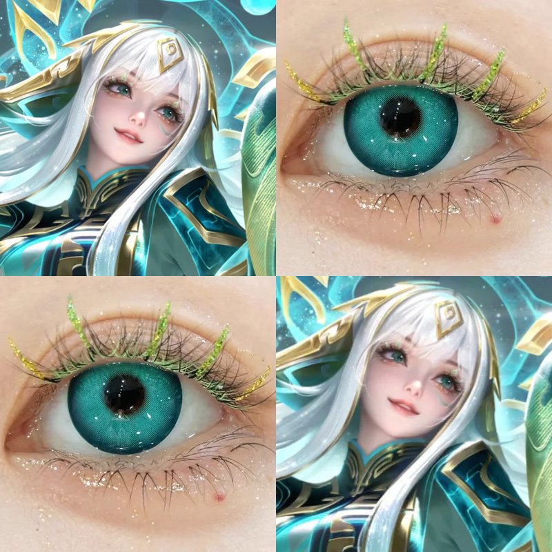 少司缘三星堆cos美瞳王者桃芝绿水水森绿奈良晚音雾色青绿色婷Ja