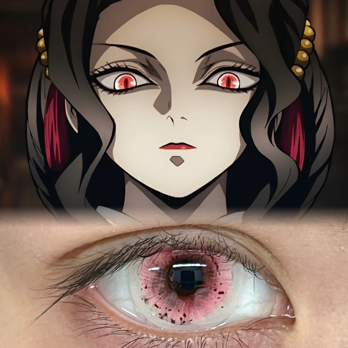 鬼舞辻无惨cos美瞳鬼灭之刃赤龙焚天罗莎娜艾因夜惊魂红色竖瞳JA