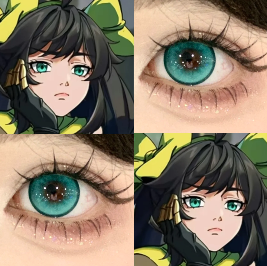 王者荣耀孙尚香原皮美瞳cos绿色日抛水水森绿水色翡绿青梅绿年JA