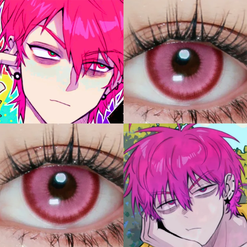 戎星野cos美瞳硬核一中粉色半年抛隐形眼镜显色粉色星云漫展hn