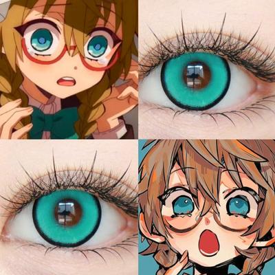 四岛芽衣cos美瞳半年抛绿色地缚少年花子君大直径彩色隐形眼贺JA