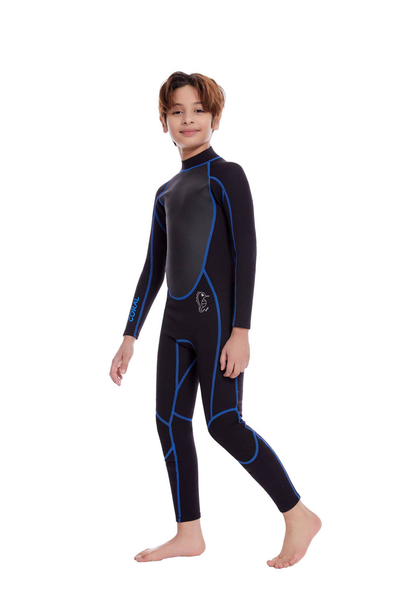 新款2mm儿童潜水服泳衣女童连体长袖加厚保暖防晒冲浪浮潜水衣