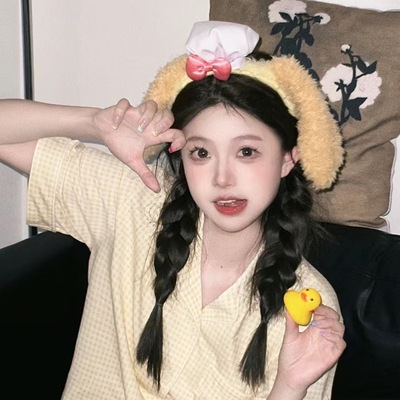 迪士尼发箍达菲可爱生日帽拍照秋冬女款洗脸专用头箍搞怪毛绒发卡