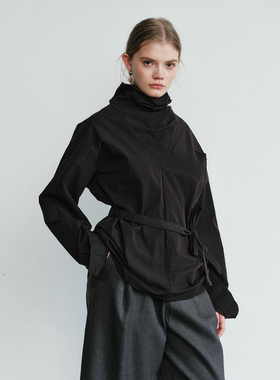 Aevum Form 2025秋季新款高领腰带收腰正反穿衬衫