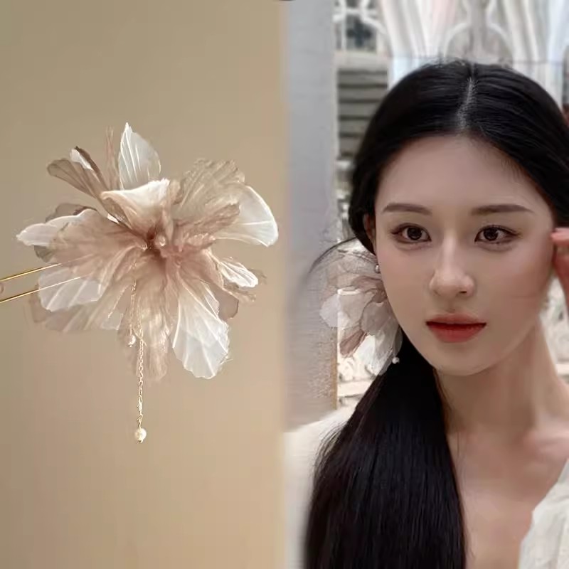 花朵流苏发簪新中式古风发饰