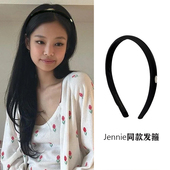 Jennie同款 高颅顶头箍气质碎发头饰 发箍2025新款 黑色缎面法式 细款