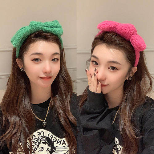 羊羔毛蝴蝶结发箍女秋冬