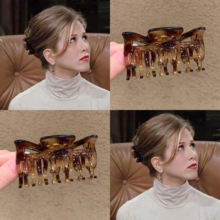 老友记岁瑞秋同款玳瑁双齿鲨鱼夹女发量多2025年新款秋季洋气抓夹