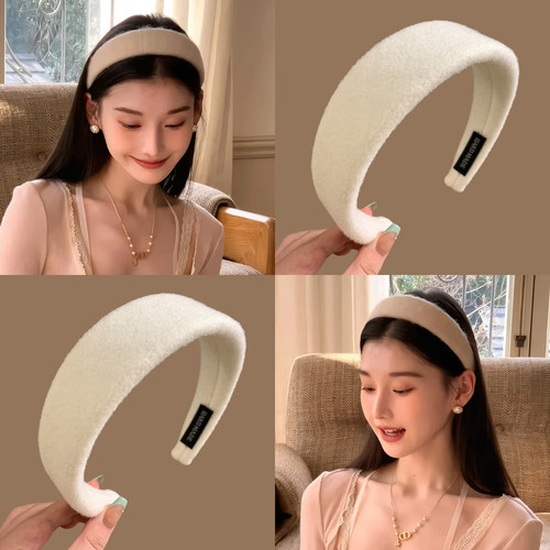 韩系白月光女主本命发箍~白色宽边毛绒头箍头饰女秋冬高颅顶发窟