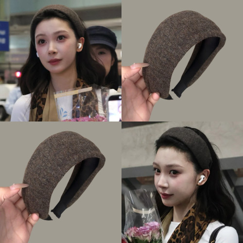 高颅顶神器~易梦玲同款咖色宽边发箍女显脸小韩系巨好看头箍头饰