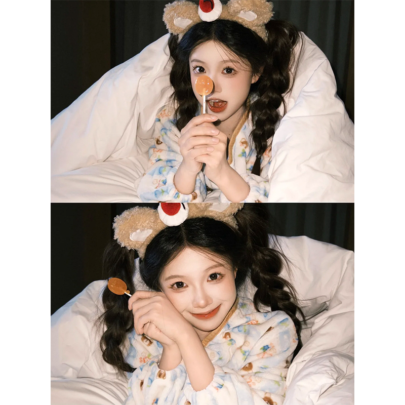 毛绒樱桃小熊耳朵发箍